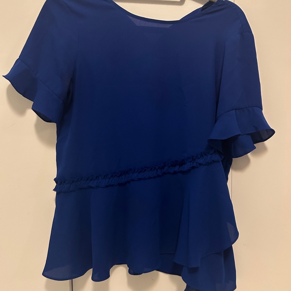 Ivanka Trump Royal Blue Ruffle Blouse